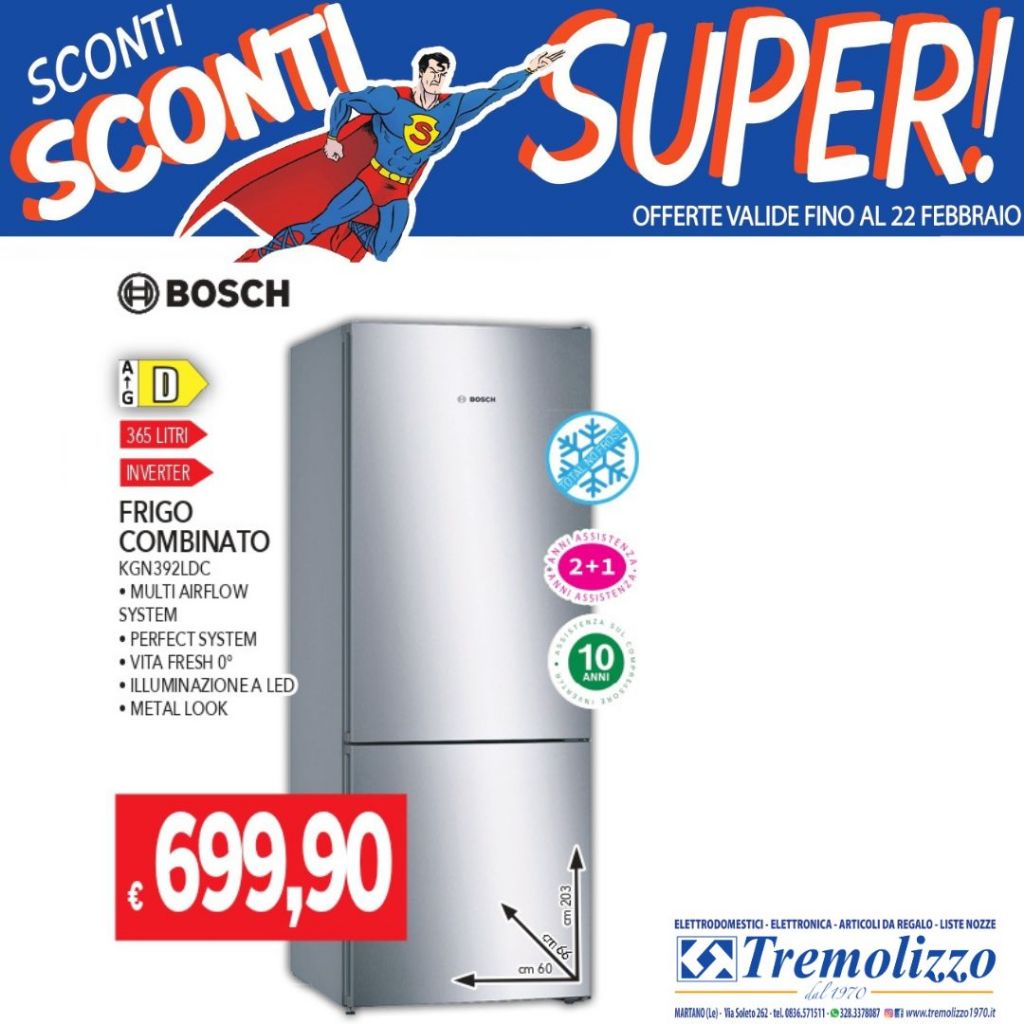 FRIGO BOSCH KGN392LDC INOX